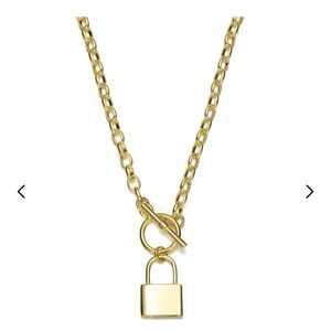 Rachel Glauber 14k Gold Plated Lock Charm Necklace. New no tags.Stylish 14k